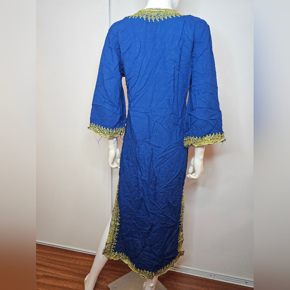 Elegant Blue and Gold Women's Swim Cover-Up Size S - Picture 4 of 12